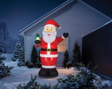 Shop FOR LIVING LED Light Up Inflatable Santa Holding Tree, Self-Inflating Outdoor Decoration for Christmas, Red, 14-ft and more
