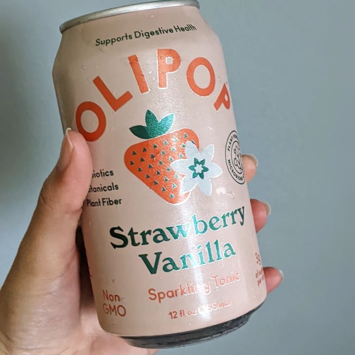 user image by @unapalomita, OLIPOP Strawberry Vanilla Prebiotic Soda - 12 fl oz Can