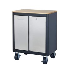 Shop MAXIMUM 28" Stainless Steel 2-Door Wooden Top Base Cabinet with Wheels, 28 x 18 x 37-in and more