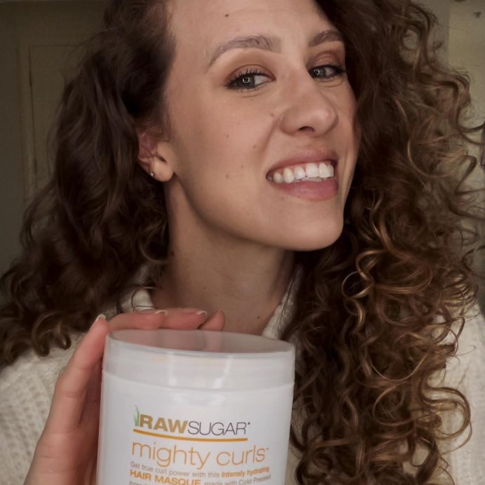 user image by @type_ofbeautiful, Raw Sugar Mighty Curls&#160;Hair Masque - Papaya Butter + Coconut Oil + Hemp Seed Oil - 12oz