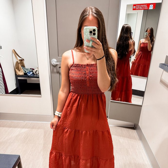 user image by @stylewithmechristamarie, Women's Button-Front Smocked Maxi Sundress - Universal Thread™