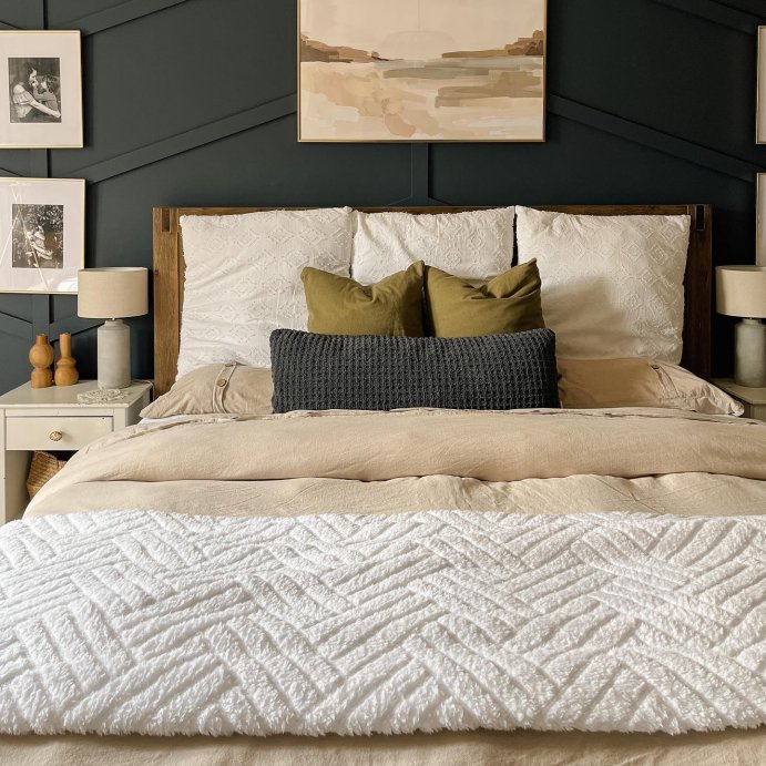 user image by @sarahamesinteriors, Lush Décor Super Cozy Ultra Soft Faux Shearling Jacquard Geo Bedspread