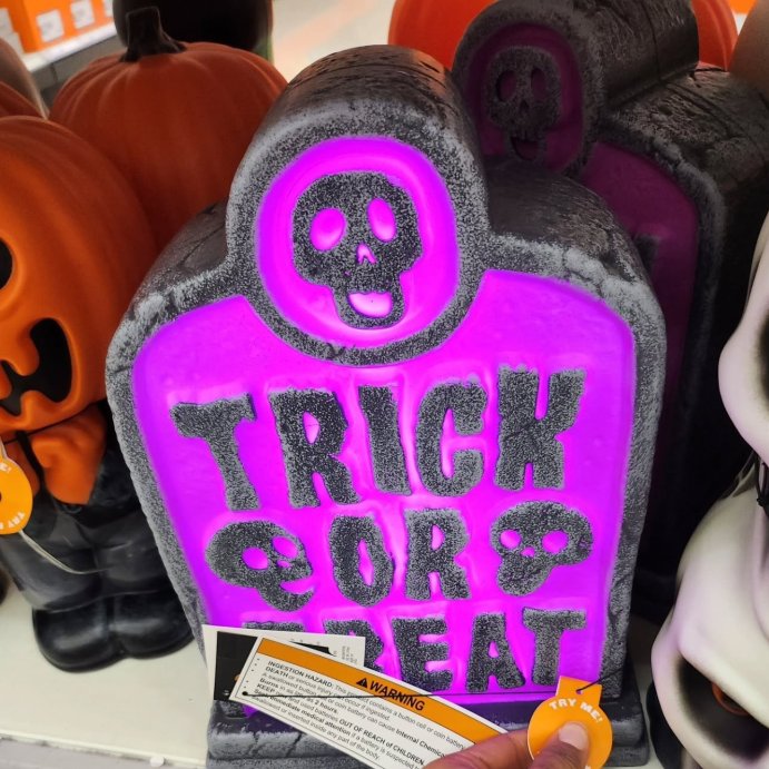 user image by @vermilliontempest, 12&#34; Lit Trick or Treat Blow Mold Halloween Decorative Prop Purple - Hyde and EEK! Boutique&#8482;