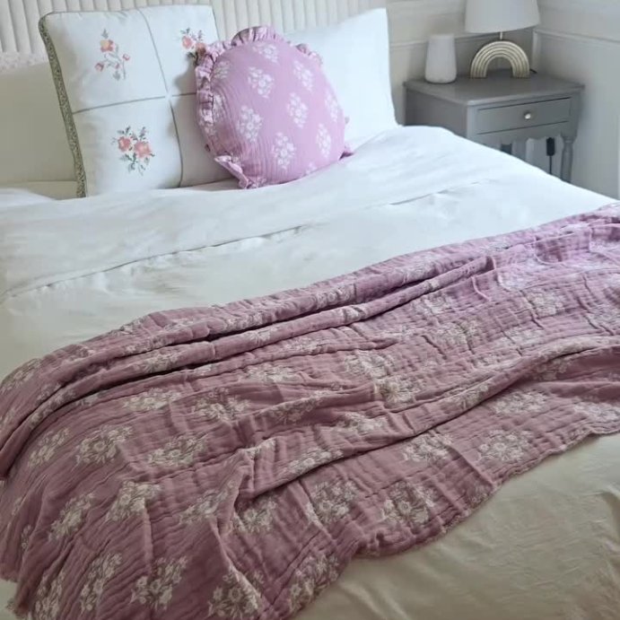 user image by @ourhomebybritt, Square Cross-Stitched Floral Pillow with Printed Green/Pink - Threshold&#8482; designed with Studio McGee