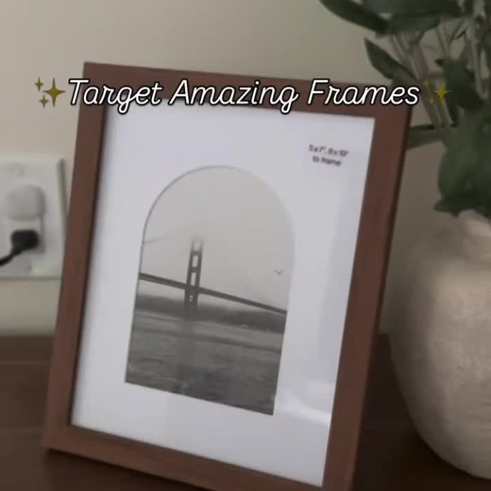 user image by @home_decor_by_twins, 8&#34; x 10&#34; Matted to 5&#34; x 7&#34; Single Image Table Frame with Arch Brown - Threshold&#8482;: Polystyrene Material, Easel Back