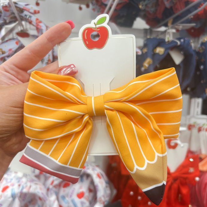 user image by @missaliceinteacherland, Teacher Pencil Hair Bow Clip - Yellow