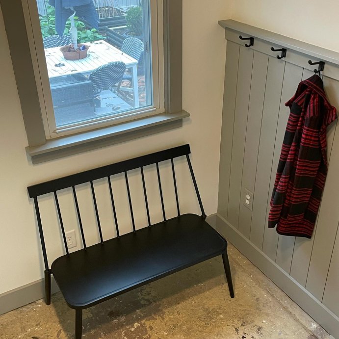 user image by @redbirdkay52, Shaker Wooden Dining Bench with Curved Back - Hearth & Hand™ with Magnolia