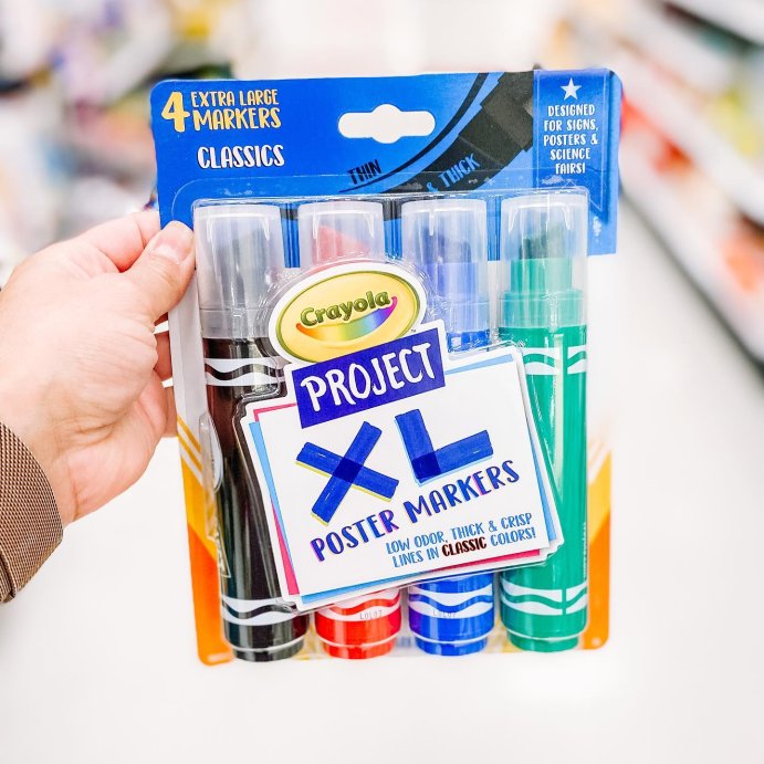 user image by @happyretailshopping, 4ct Crayola Project XL Poster Markers - Classic Colors: Bold Jumbo School Supplies for Kids, Thick Permanent Markers