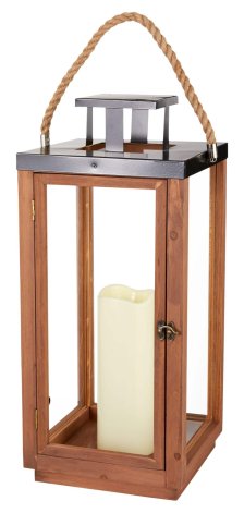 Shop Lanterne en bois illuminée avec poignée en cordon  and more