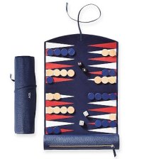 Shop Leather Travel Backgammon Set, Navy and more