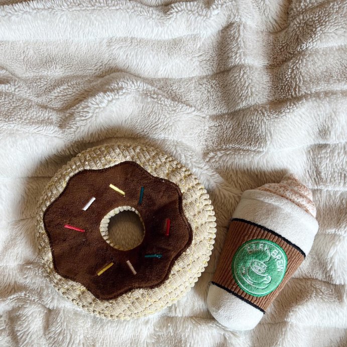 user image by @hannahzoesch, TrustyPup Chocolate Donut Durable Plush Dog Toy