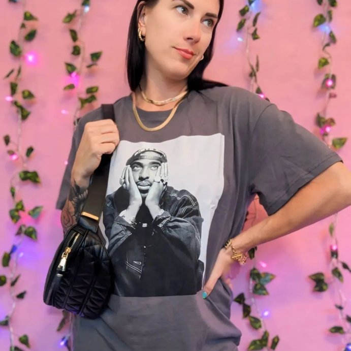 user image by @amarajean, Women's Tupac Short Sleeve Graphic T-Shirt - Black