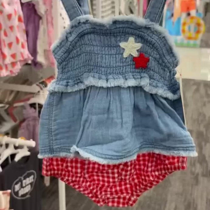 user image by @trendy.mamas, Baby Girls&#39; Star Patch Denim Top &#38; Bottom Set - Cat &#38; Jack&#8482; Blue