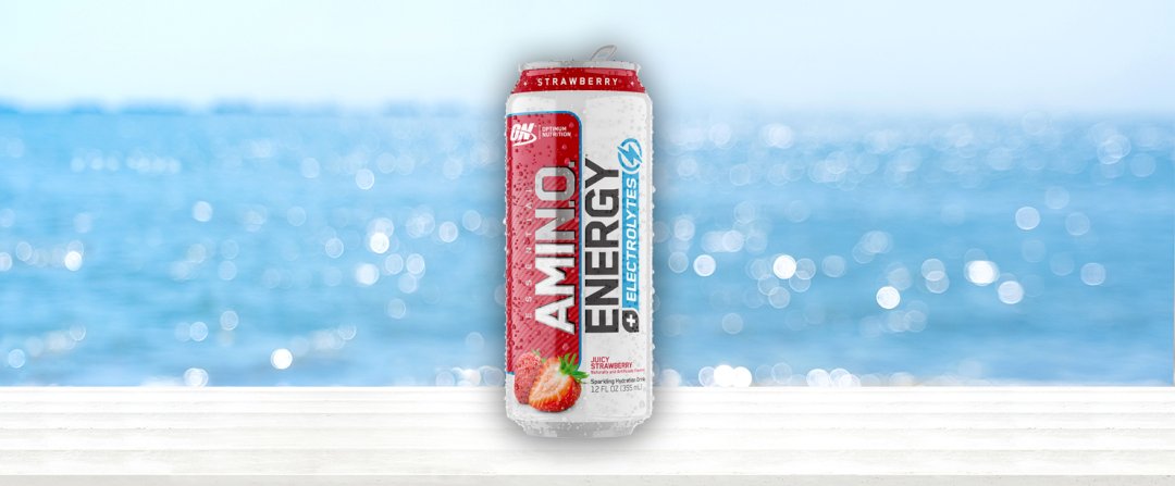 Shop Optimum Nutrition ESSENTIAL AMIN.O. ENERGY + ELECTROLYTES ? Sparkling Hydration Drink ? Juicy Strawberry (12-Pack) and more