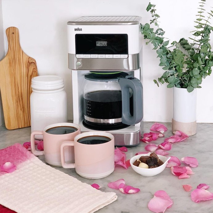 user image by @braunhousehold.na, Braun BrewSense 12-cup Drip Coffee Maker - KF6050WH - Stainless Steel/White: Automatic Shut-Off, Glass Carafe, 1000W