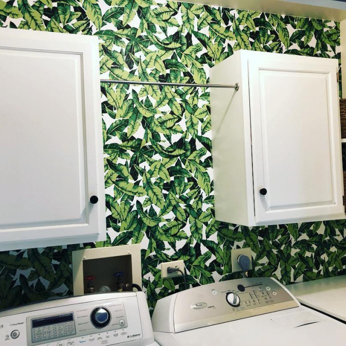 user image by @clairecuevas, RoomMates Palm Leaf Peel &#38; Stick Wallpaper Green/White: Removable Vinyl, Modern Botanical, Self-Adhesive, 28.2 Sq Ft Coverage