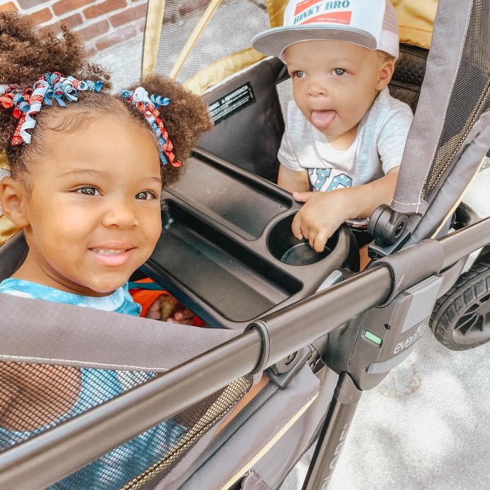 user image by @cocoandkennedy, Evenflo Pivot Xplore All-Terrain Double Stroller Wagon