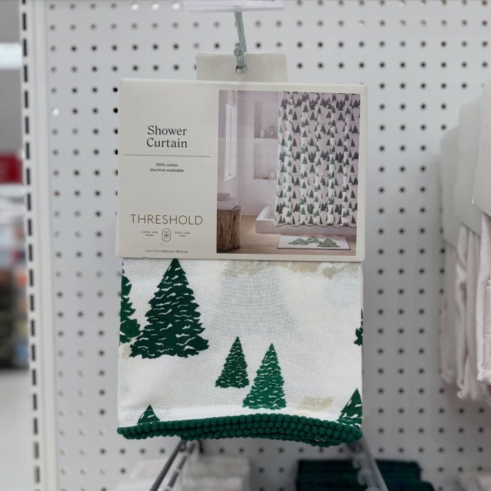 user image by @katattarget, Tree Shower Curtain with Pom Pom Lace Trims Green - Threshold&#8482;