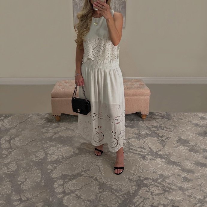 user image by @shirley.chanel1, Women's Embroidered Eyelet Side-Tie Tank Top - Future Collective