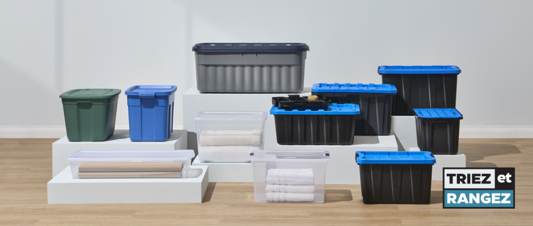 Shop Type A - Bac de rangement Restore, vert foncé, 68 , Bac de rangement empilable Rubbermaid Roughneck av, Boîte de rangement sous le lit Type A Clarity, ave, Rubbermaid Roughneck Jumbo Storage Box with Lid, 189-L, Grey/Blue, Bac prise facile à loquets Mastercraft très robust, Boîte de rangement Sterilite ClearView avec couver, Bac de rangement à roulettes Type A, transparent, , Bac de rangement robuste Mastercraft, 102 L, Bac de rangement empilable robuste Mastercraft ave, Bac à couvercle rabattable Mastercraft, 45 L and more