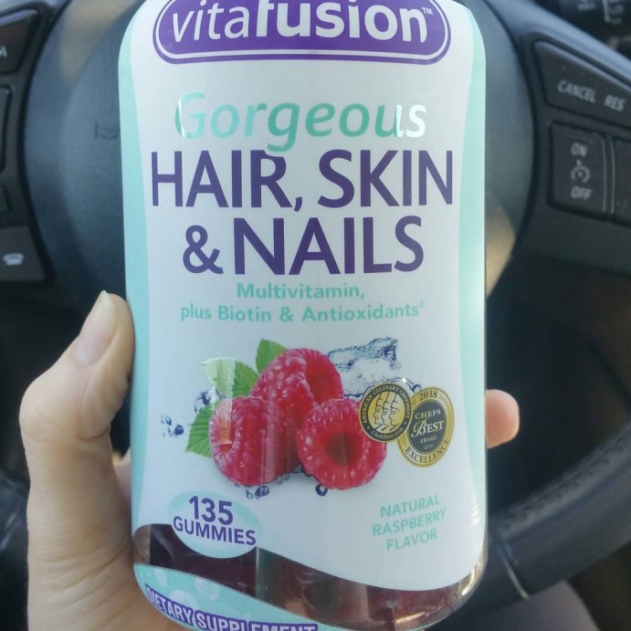 user image by @skinandsunblog, Vitafusion Gorgeous Hair Skin &#38; Nails Supplement Gummies - Raspberry - 135ct
