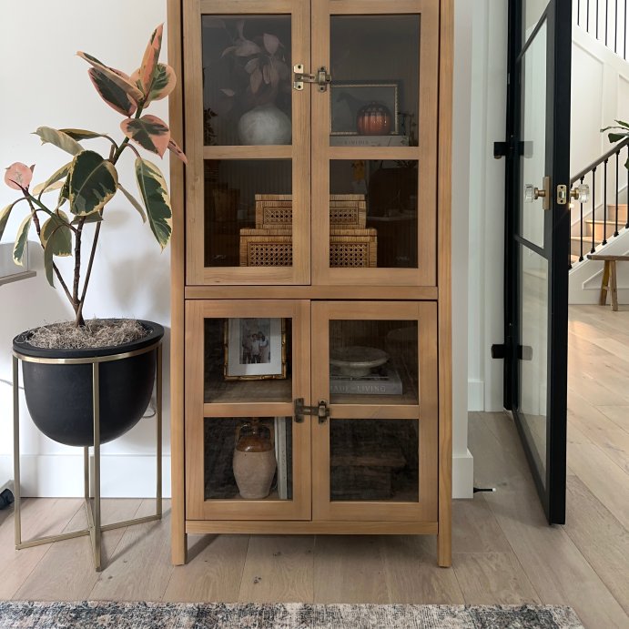 user image by thesabrinatan, Grooved Wood with Glass 4-Door Arch Cabinet - Natural - Hearth &#38; Hand&#8482; with Magnolia