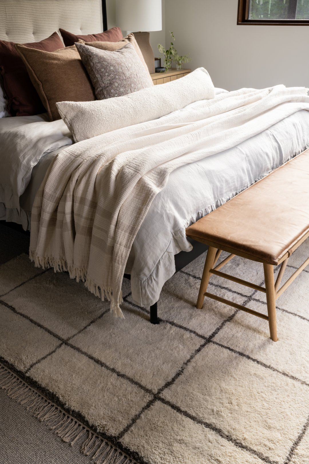 Shop Ruffle Linen Duvet, Shepard Pillow Cover, Opal Pillow Cover, Kara Linen Pillow Cover, Sutherland Bed, Beau Bench, Huxton Nightstand, Holburn Rug, Claribel Table Lamp, Neil Wool Pillow Cover, Latham Cream Cotton Coverlet and more