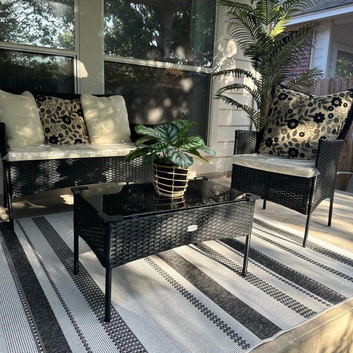 user image by @alexandhome, Costway 4PCS Patio Furniture Set Rattan Wicker Conversation Set Outdoor