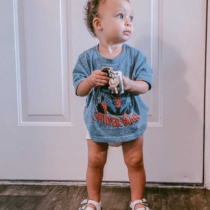 user image by @paysonamara, Toddler Boys' Disney Spider-Man Short Sleeve T-Shirt - Heather Blue