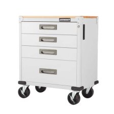 Shop Mastercraft 28" White Wide-4 Drawer Wooden Top Base Cabinet with Castors, 28 x 18 x 34.5-in and more