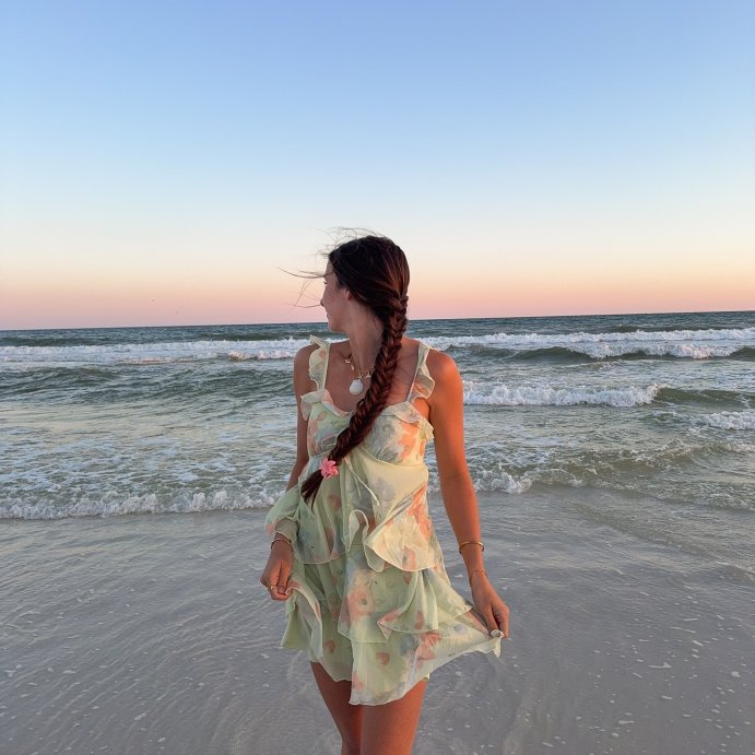 user image by @victoria.elise.guynn, Women's Knit Chiffon Tiered Ruffle Sleeve Mini A-Line Dress - Wild Fable™