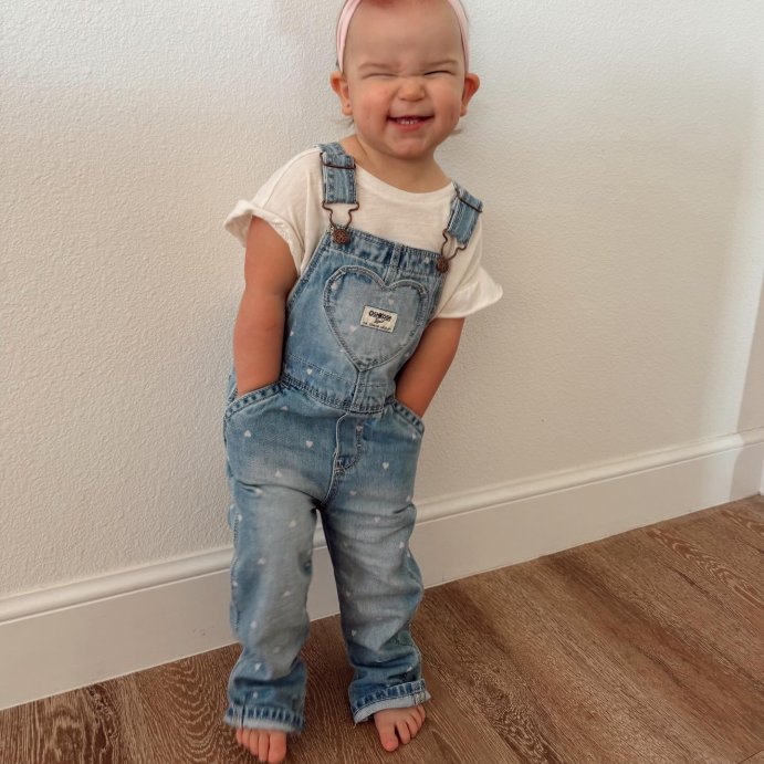 user image by @ashlea_reinhart, OshKosh B'gosh Toddler Girls' Heart Denim Overalls - Light Blue