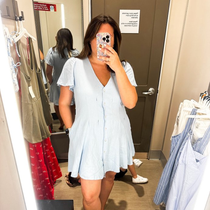 user image by @sofivallecillo, Women's Short Sleeve Button-Front Mini A-Line Dress - Universal Thread™