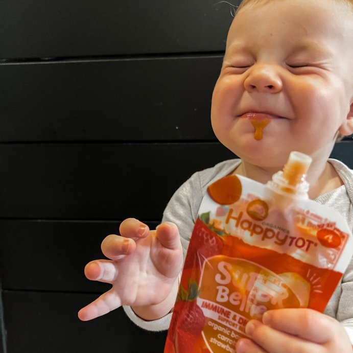 user image by @lifewiththemintenkos, HappyTot Super Bellies Organic Bananas Carrots &#38; Strawberries Baby Food Pouch - 4oz