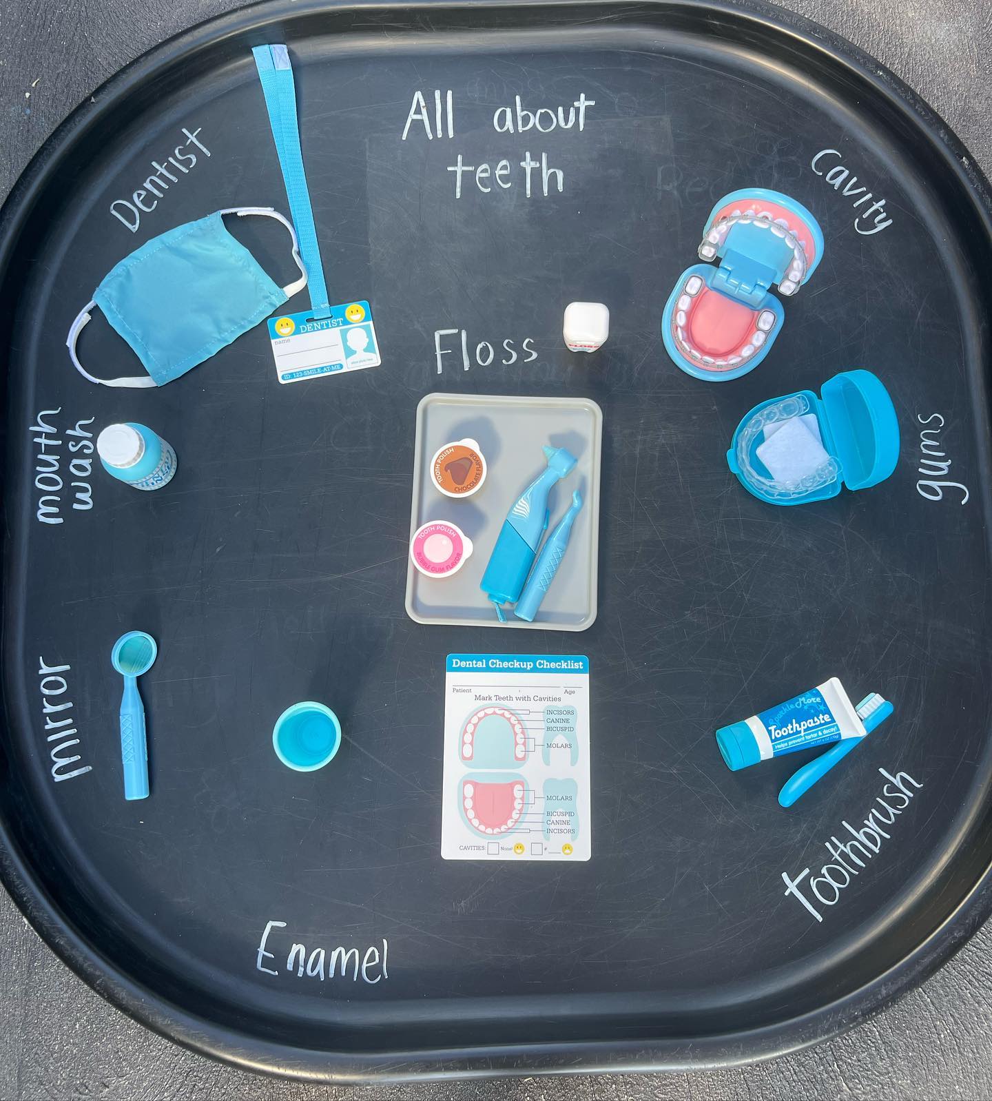 user image by @austral.familydaycare, Melissa &#38; Doug Super Smile Dentist Kit With Pretend Play Set of Teeth And Dental Accessories (25 Toy Pieces)