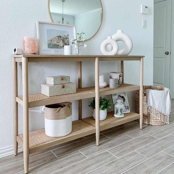 user image by itswfamily, Wood & Cane 3-Shelf Console Bookcase - Hearth & Hand™ with Magnolia