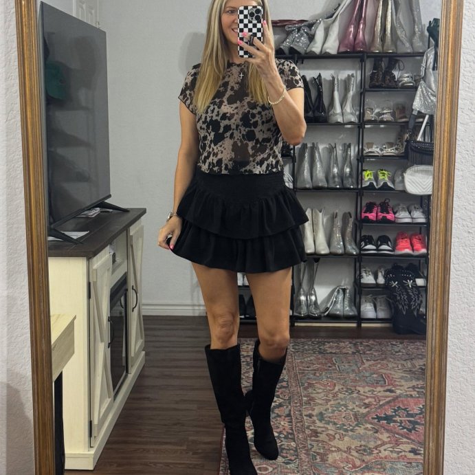 user image by @starbright.fashion, Women's Printed Cap Sleeve Ruff-Collar Blouse - Wild Fable™