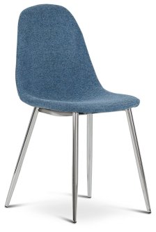 Shop Havana Blue Upholstered Side Chair W/ Chrome Legs and more
