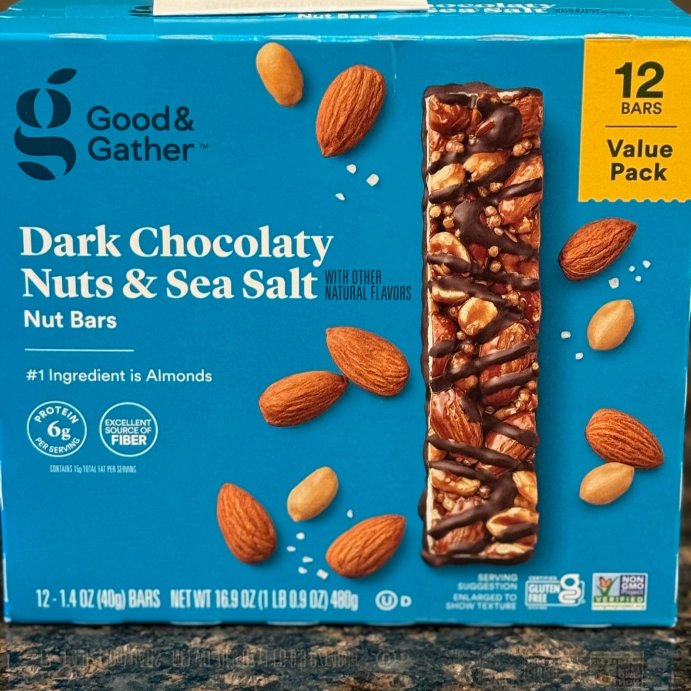 user image by @kimb_reviews, Dark Chocolaty Nuts &#38; Sea Salt with Other Natural Flavors Nut Bars Value Pack - 16.8oz/12ct - Good &#38; Gather&#8482;