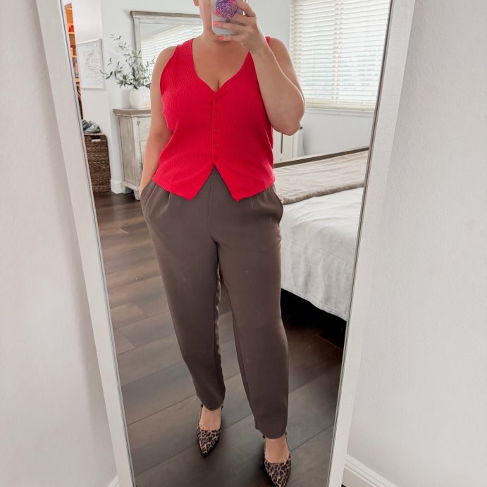 user image by @camp_bellez_closet, Women's Ribbed Button-Down Vest - A New Day™