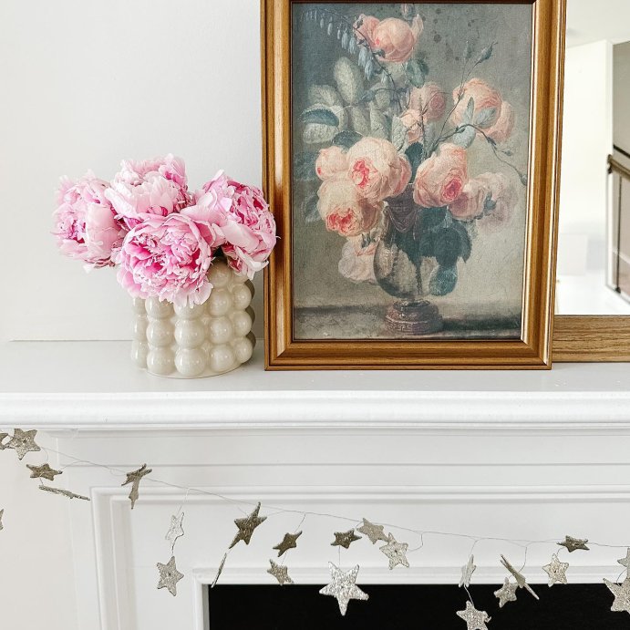 user image by @ashleyeskridge, 12&#34; x 16&#34; Antique Floral Framed Canvas Board Olive Green - Threshold&#8482;: Botanical Digital Art, Gold Frame, Vertical Layout