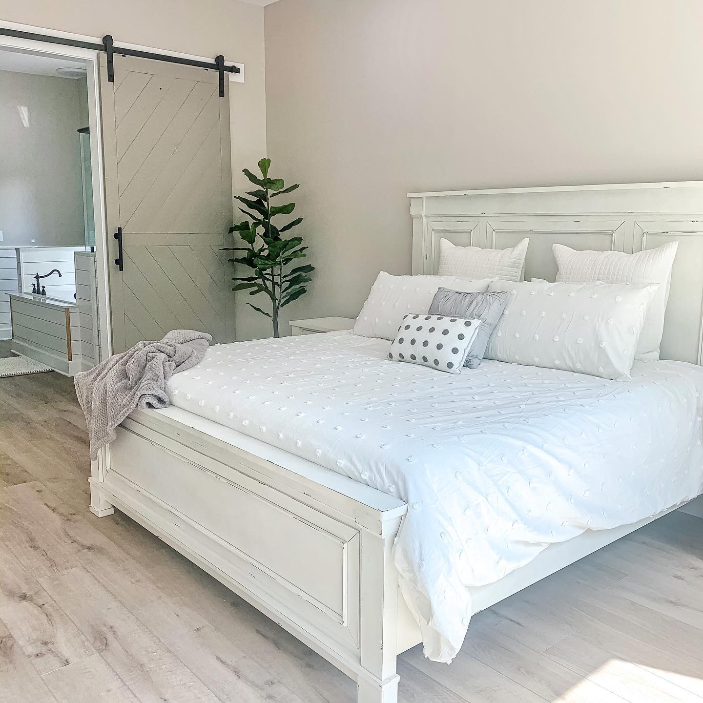 Serene farmhouse bedroom Instagram Post
