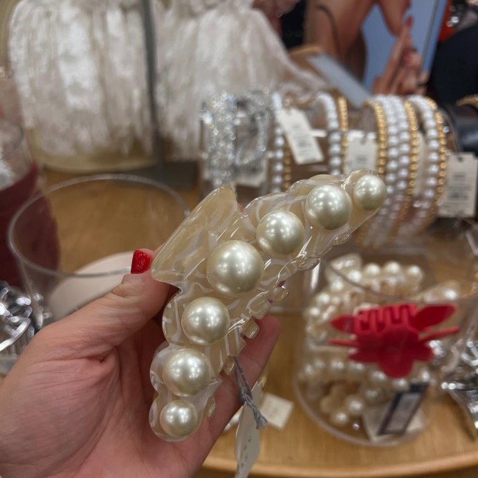 user image by @shel__xoxo, Jumbo Plastic Pearl Claw Hair Clip - A New Day&#8482; Ivory: Hair Accessories for Styling