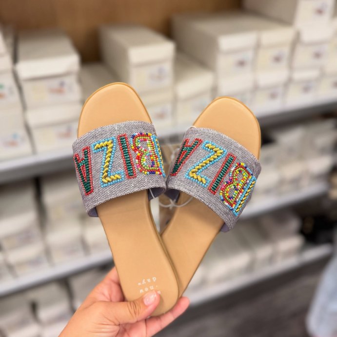user image by @alleyezonfindz, Women&#39;s Nehemia Beaded Canvas Slide Sandals - A New Day&#8482;
