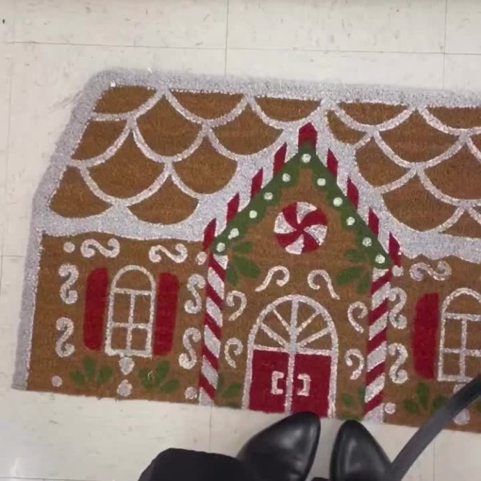 user image by @conniehenard, 18&#34;x30&#34; Christmas Gingerbread House Coir Doormat Natural and Red