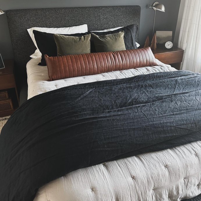 user image by @heronpointhome, Lumbar Faux Leather Channel Stitch Decorative Throw Pillow - Threshold™