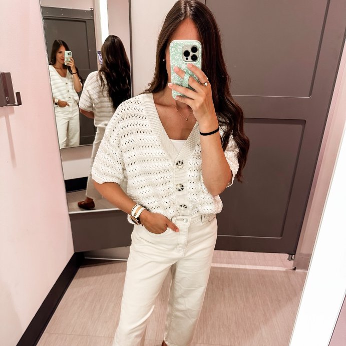 user image by @stylewithmechristamarie, Women's Short Sleeve Button-Front Cardigan - Universal Thread™