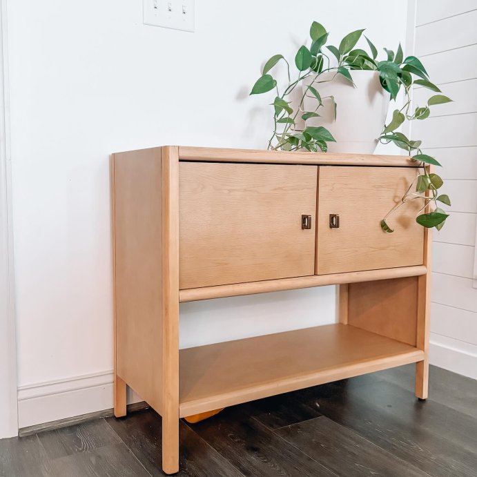 user image by @annnalisaa, Sandpoint 2 Door Cabinet Natural - Threshold&#8482; designed with Studio McGee: Brass-Finish Handles, Wood Frame