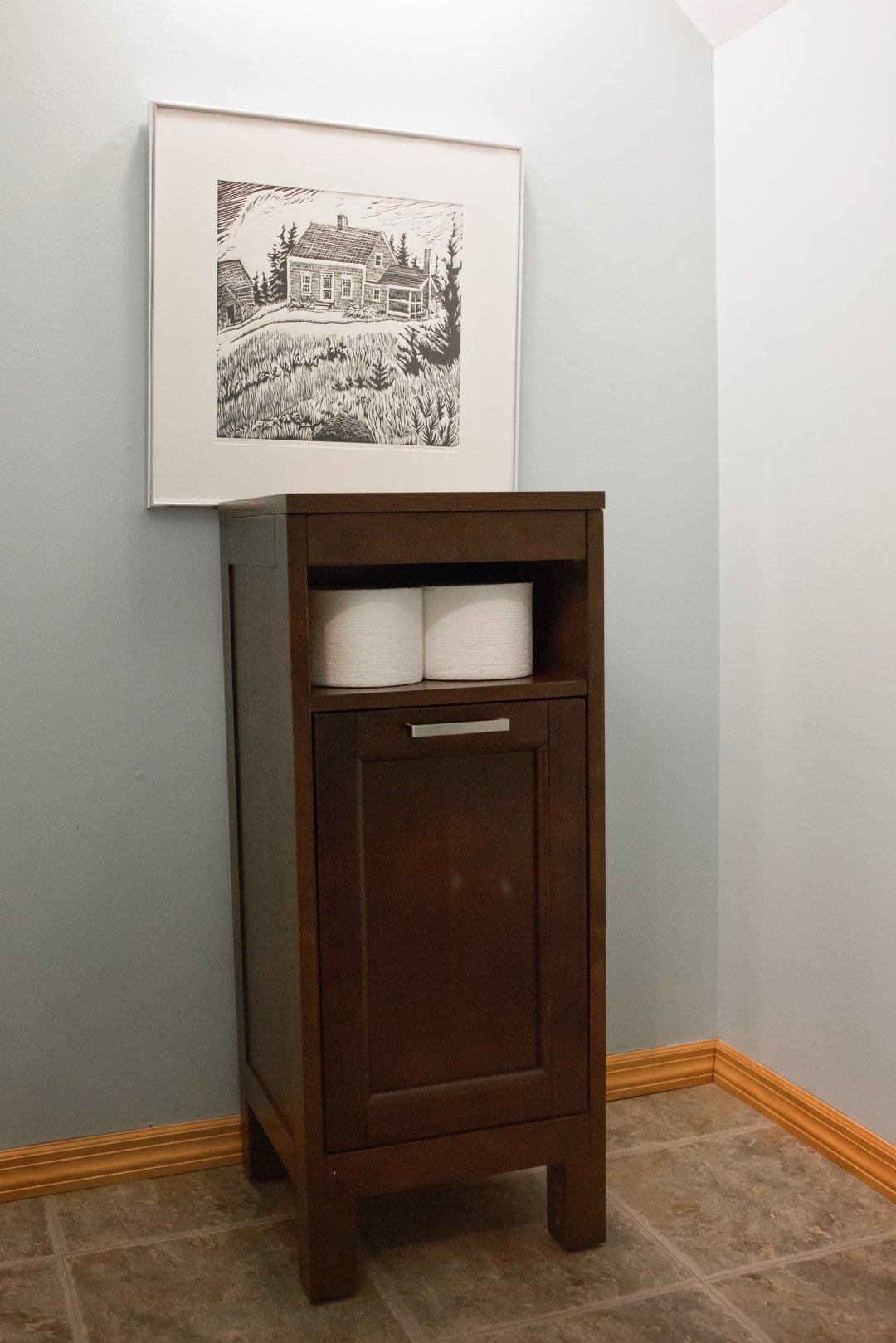 linen cabinet freestanding on Before After Bathroom Refresh With Lowe S Tamara Like Camera