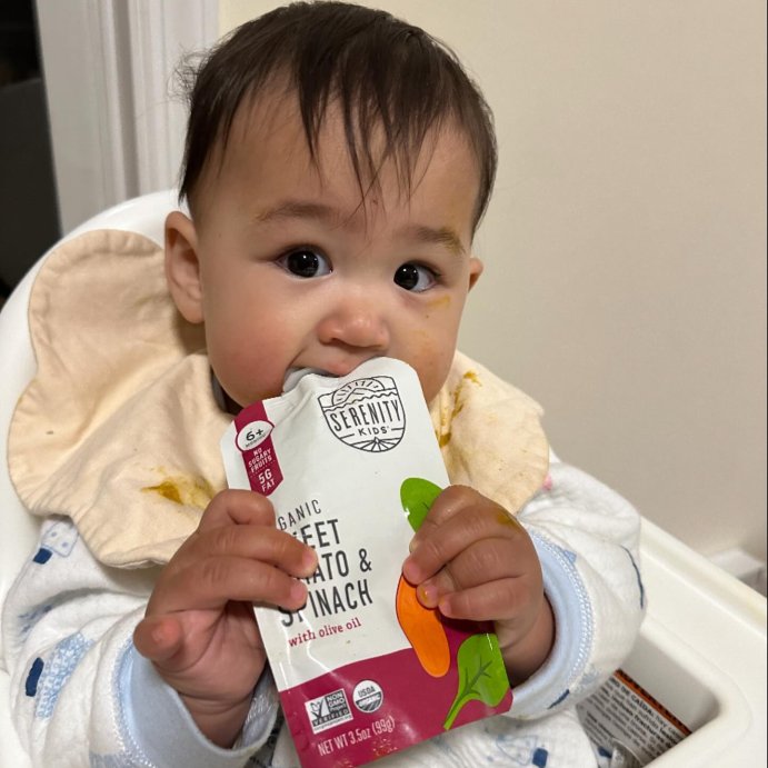 user image by @banyandtiger, Serenity Kids Organic Sweet Potato and Spinach with Organic Olive Oil Baby Food Pouch - 3.5oz